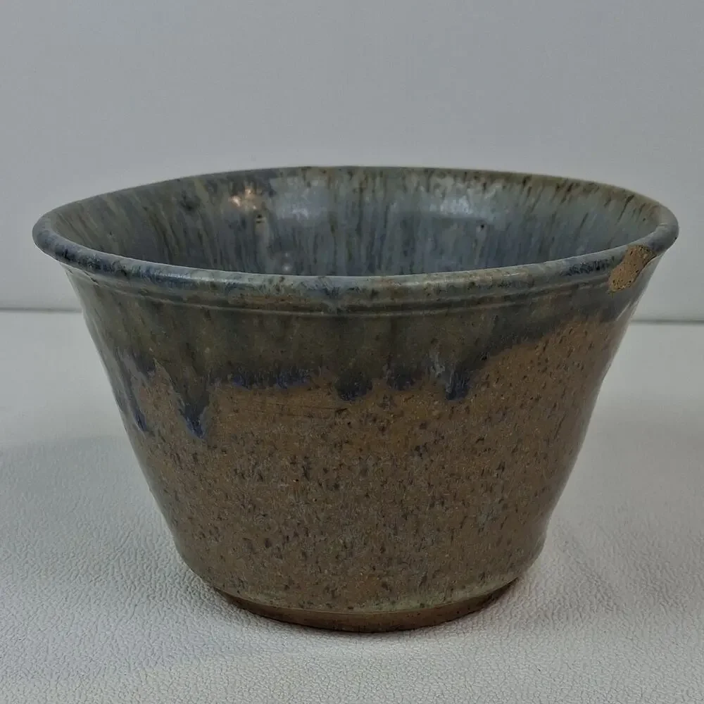 Handcrafted Handmade Ceramic Pottery Bowl Brown Blue 5.5